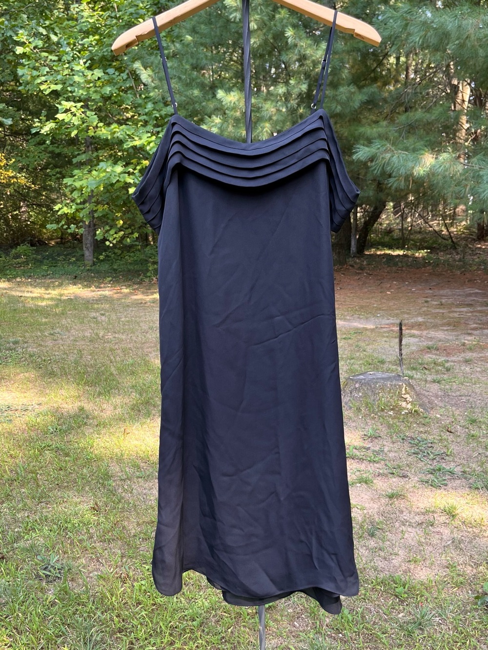 T Alexander Wang LBD Black 100% Silk Slip Midi Dress Size 6 Chic Minimal Formal